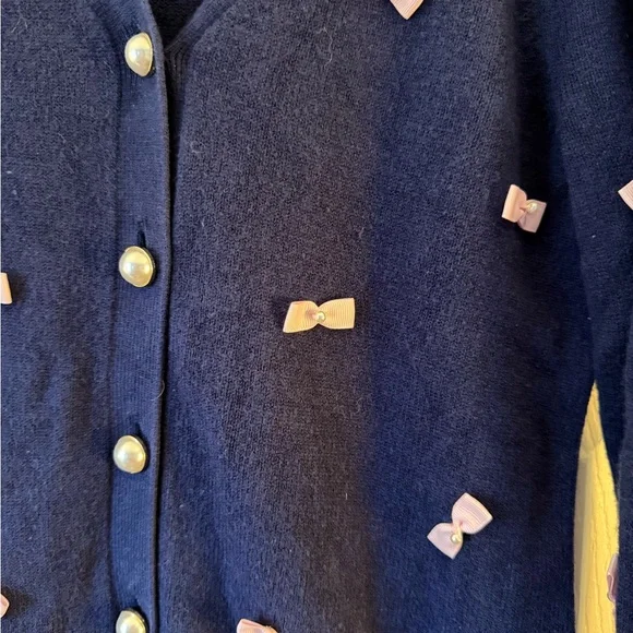 Lilly Pulitzer Blue and Pink Cardigan Sweater with Bow Details - Picture 3 of 5
